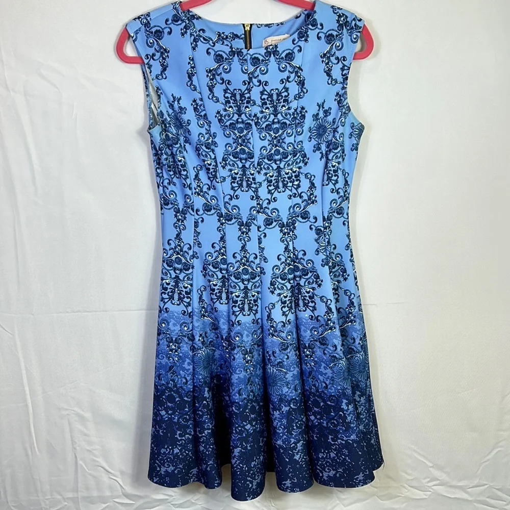 Established 1962 Sleeveless Blue Midi Dress Size 4 Zip Back Like New - Picture 1 of 5